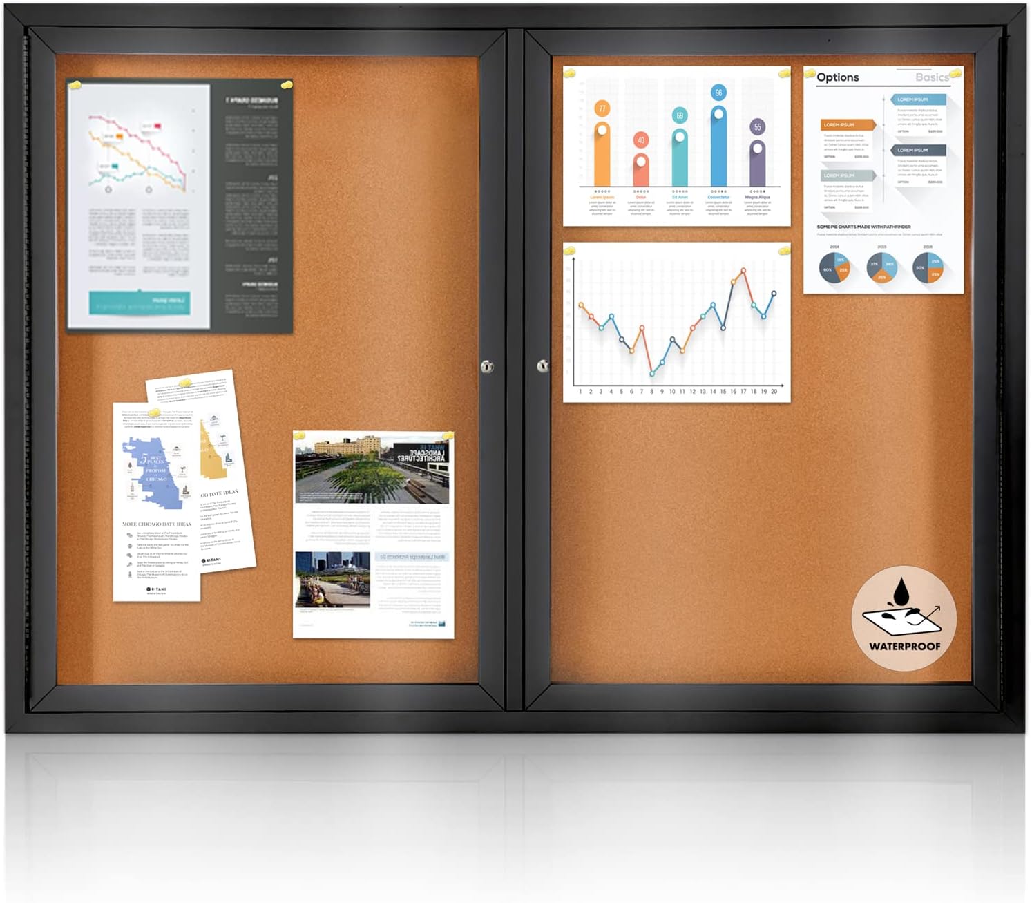 Enclosed Bulletin Board Outdoor Noticeboard with Locking Door