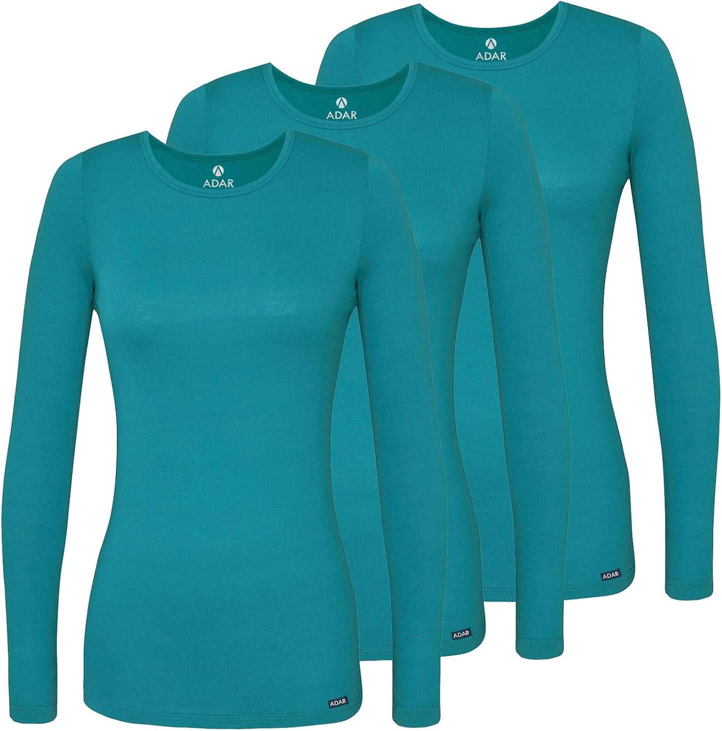 Adar Underscrubs for Women 3 Pack - Long Sleeve Comfort Tee
