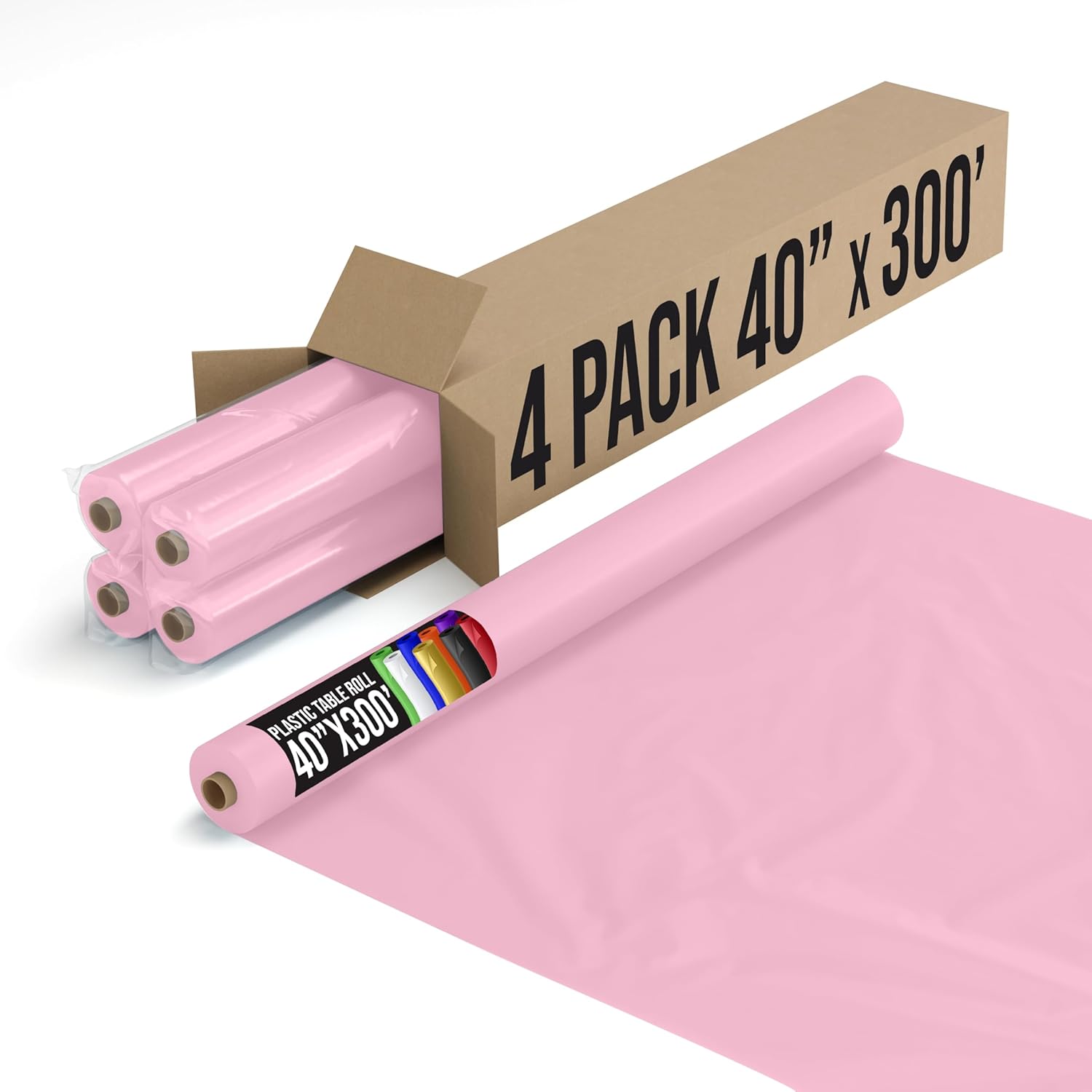 Exquisite Pink Plastic Table Cover Roll for All Occasions