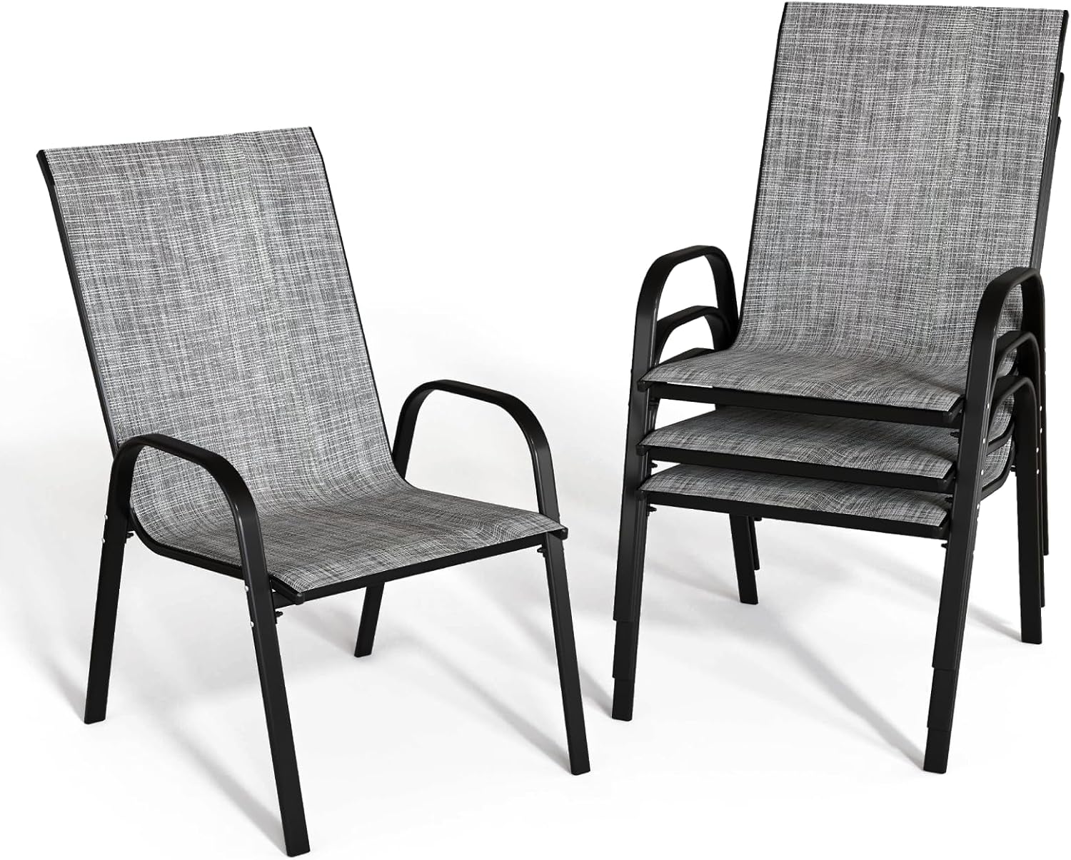 Patio Chairs Set of 4 for All Weather with High Back Comfort