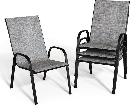 Patio Chairs Set of 4 for All Weather with High Back Comfort
