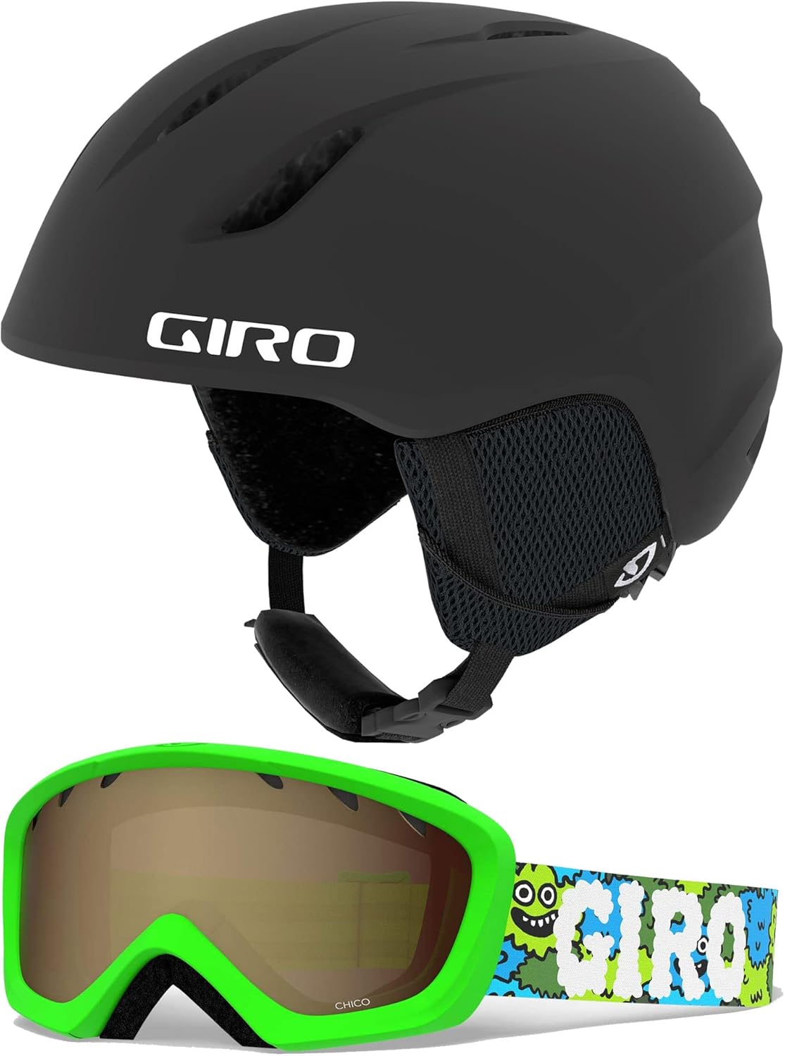 Giro Snow Ski Helmet & Goggles Combo for Kids XS Black