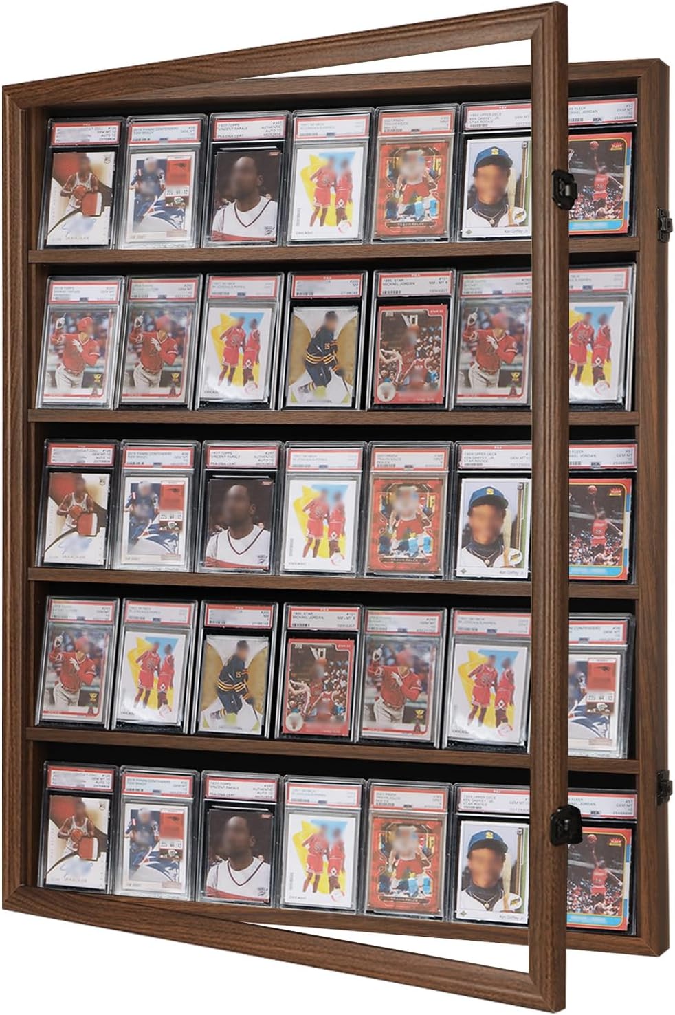 VERANI Baseball Display Case for Graded Sports Cards - Walnut