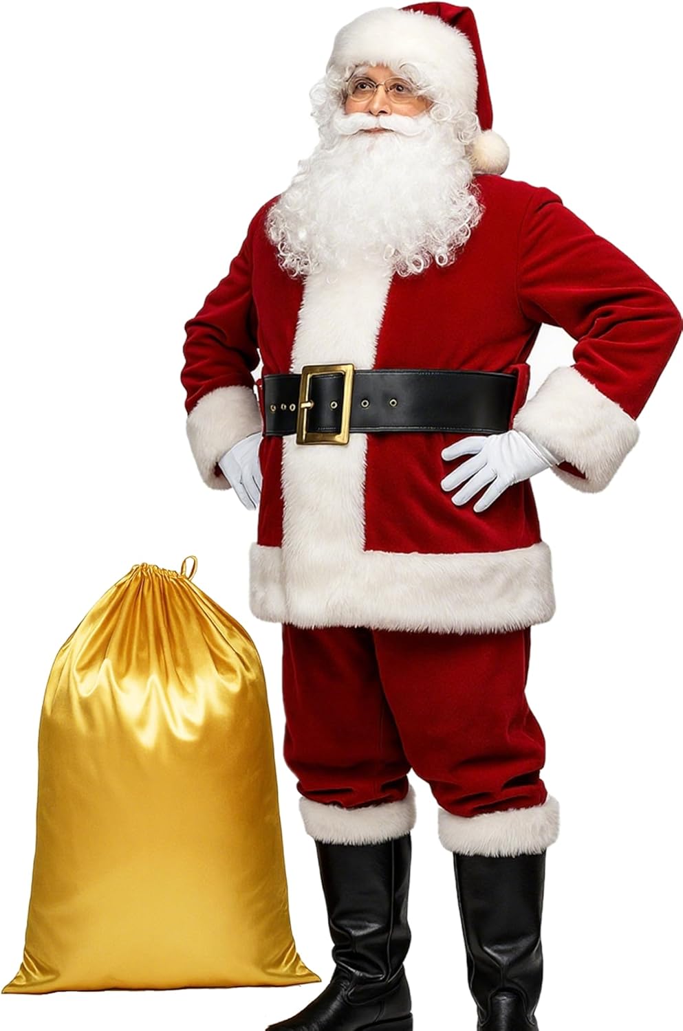 Deluxe Santa Suit for Men - 11pc Christmas Costume Set