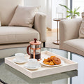 20 x 20 in Luxury Leather Square Oversized Service Tray Beige