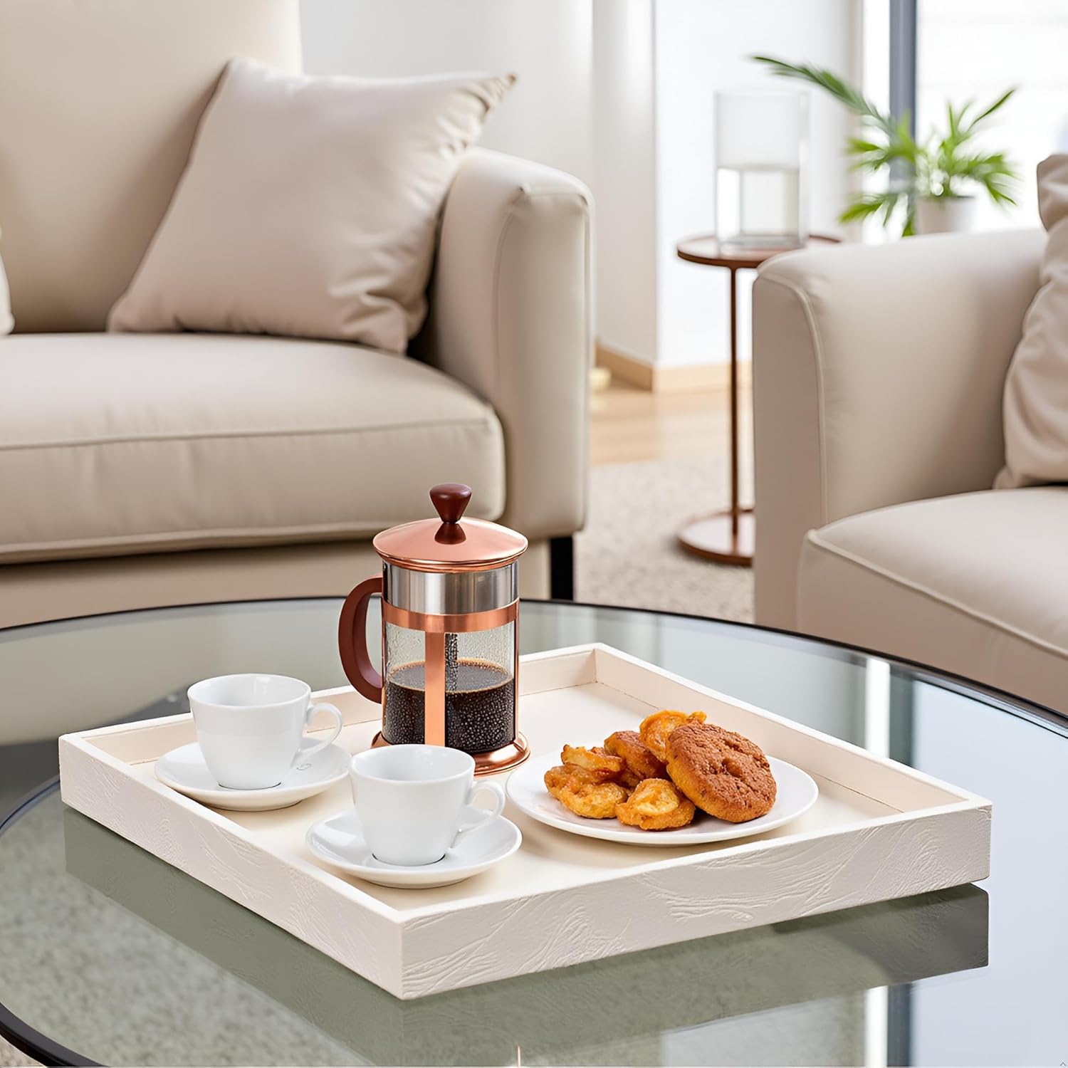 20 20 inches Luxury Leather Square Oversized Service Tray