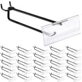 Pegboard Hooks 50 Pack 8 in Black Metal with Clear Label Holders