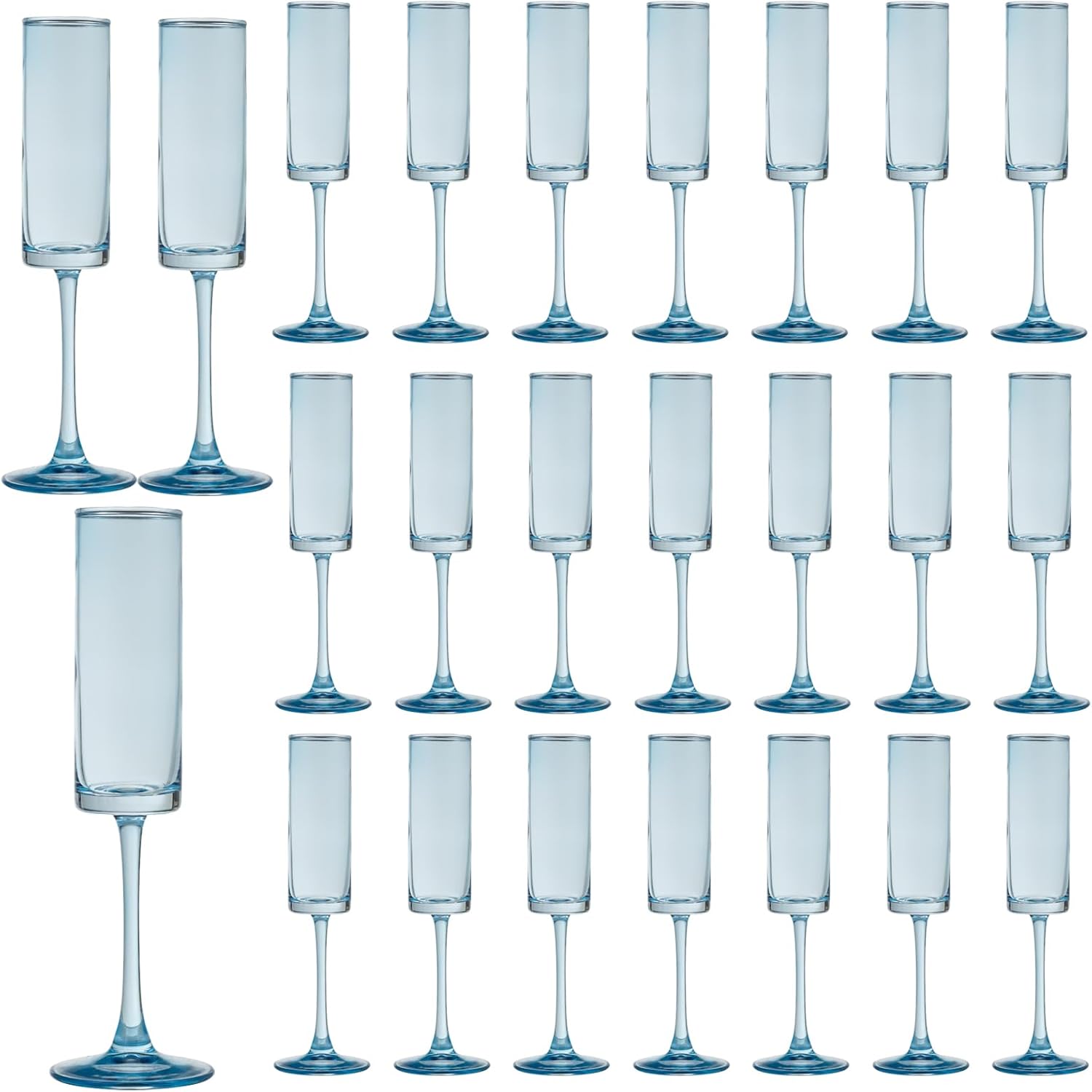 24 Pieces Blue Champagne Flutes for Elegant Celebrations