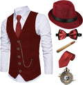 1920s Mens Fedora Hat Costume Set - Gatsby Gangster Accessories