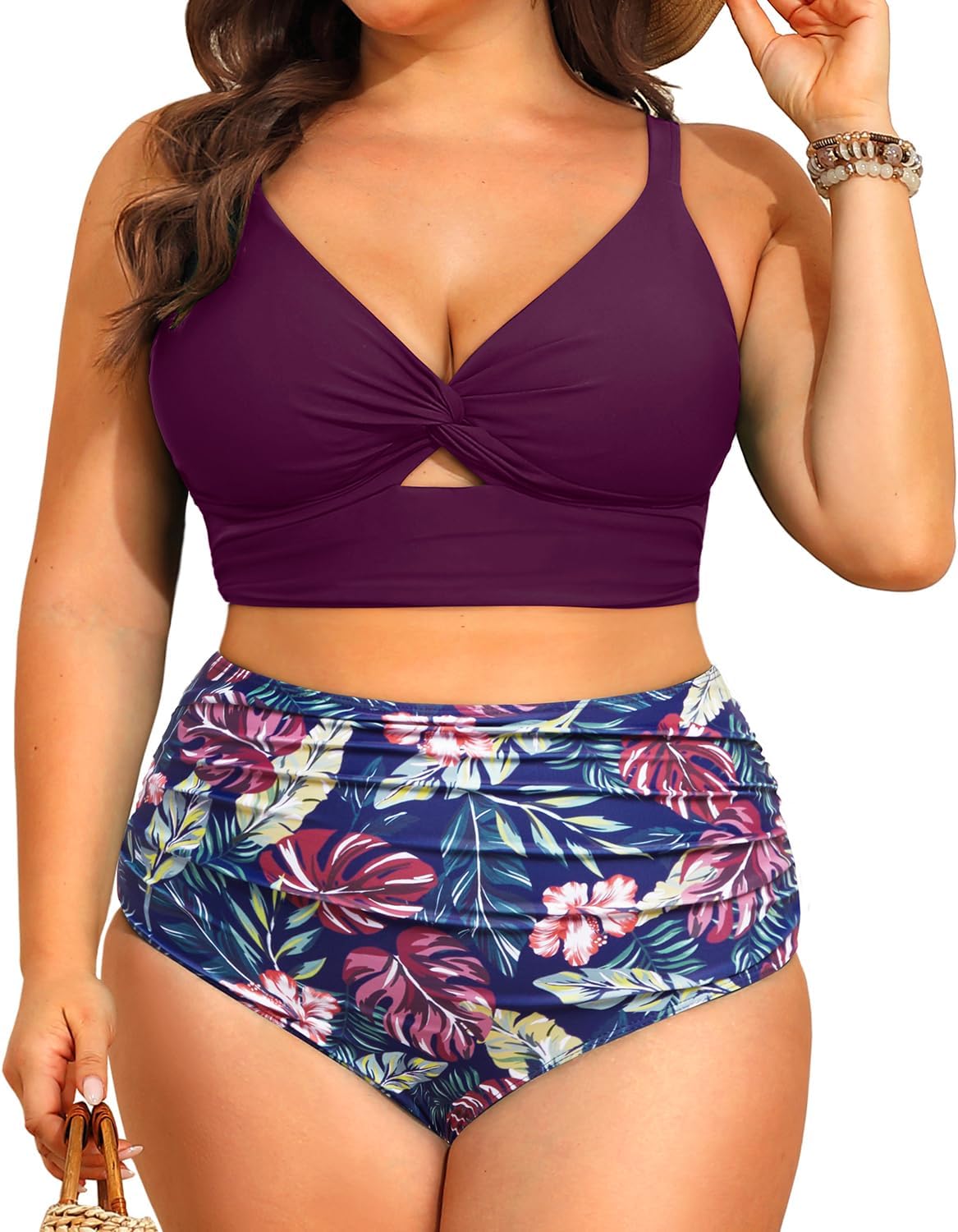 Daci Plus Size Two Piece Swimsuits for Women with Tummy Control