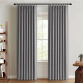 Blackout Shield Linen Look Pinch Pleated Blackout Curtains - Dark Grey