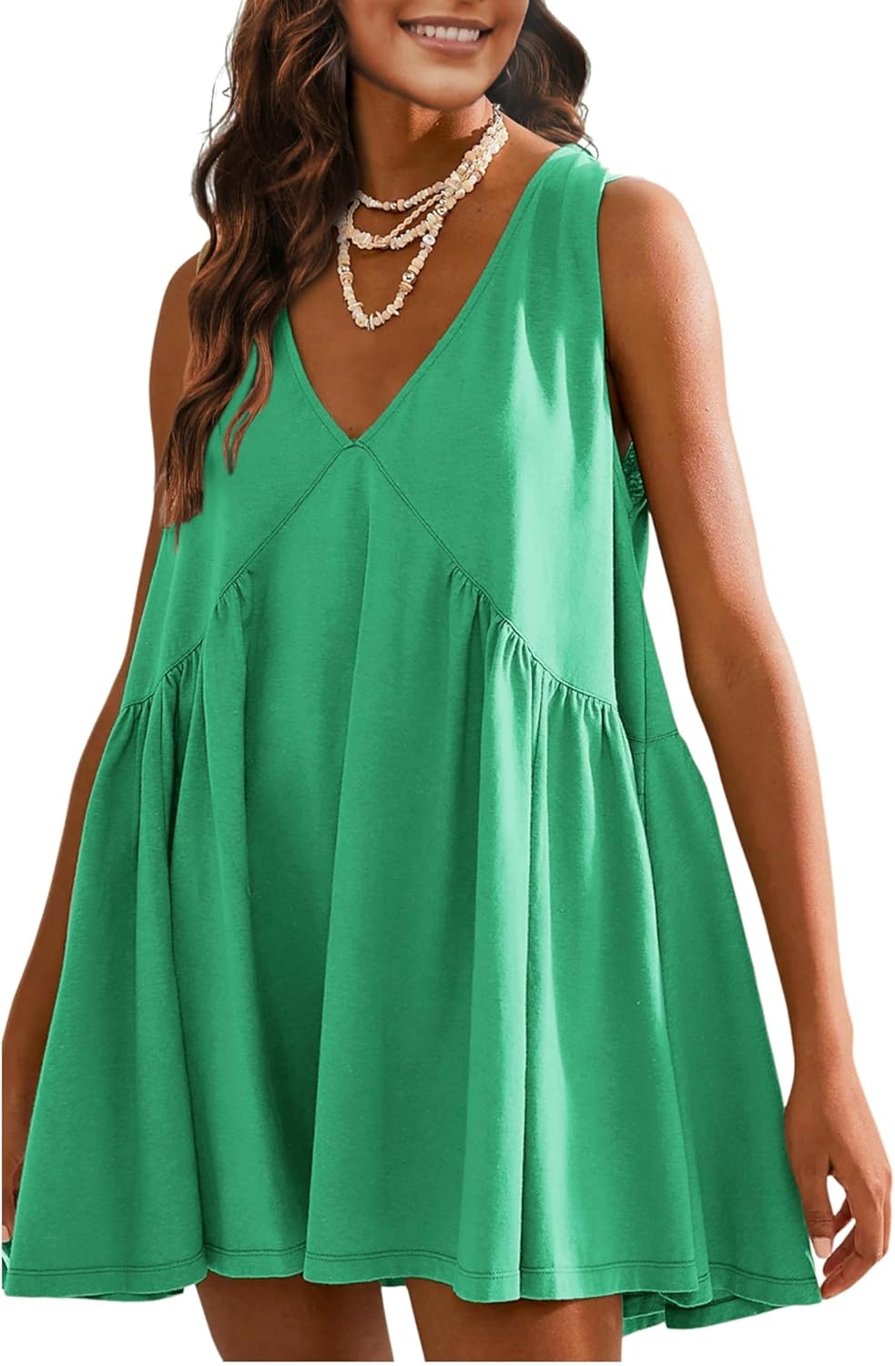 OPCAKM Women's V Neck Sleeveless Mini Dress for Summer Fun