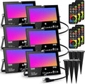 LED Flood Light 6-Pack Color Changing RGBW with Stake - Timing