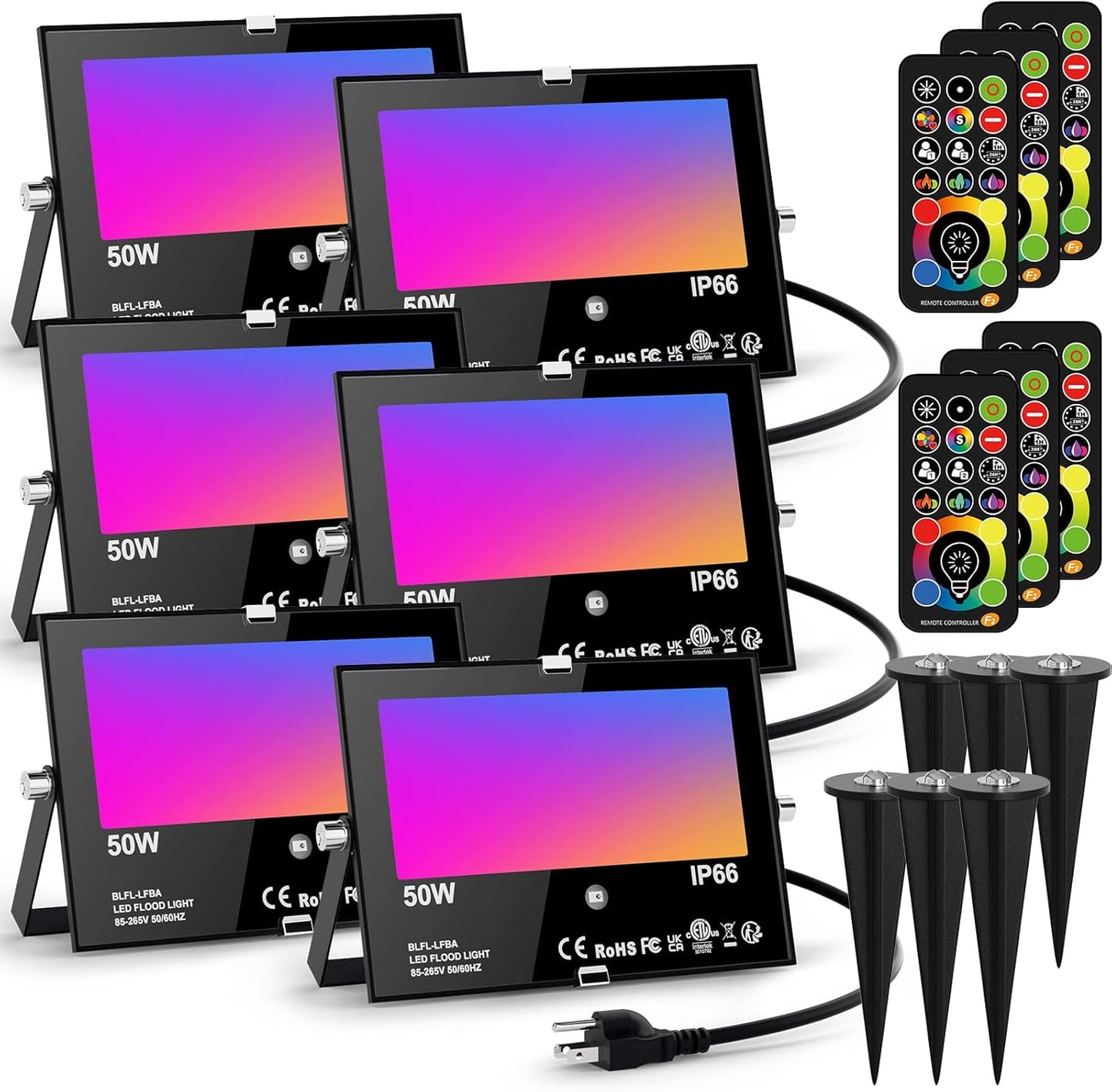 LED Flood Light Outdoor 500W Equivalent with Color Changing Features