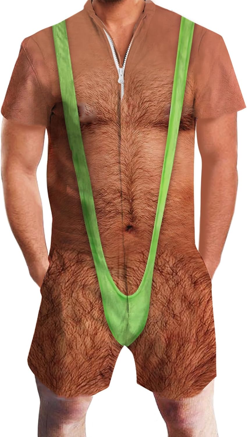 RAISEVERN Mens Romper Zipper Jumpsuit for Stylish Comfort