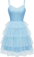Sparkly Sequin Glitter Spaghetti Strap Party Dress - Adjustable Mini