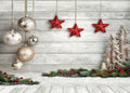 Christmas Backdrop Balls White Wood Floor Photography Backdrop