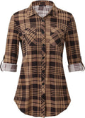 Womens Soft Stretchy Knit Plaid Shirt - Comfortable Everyday Layer at
