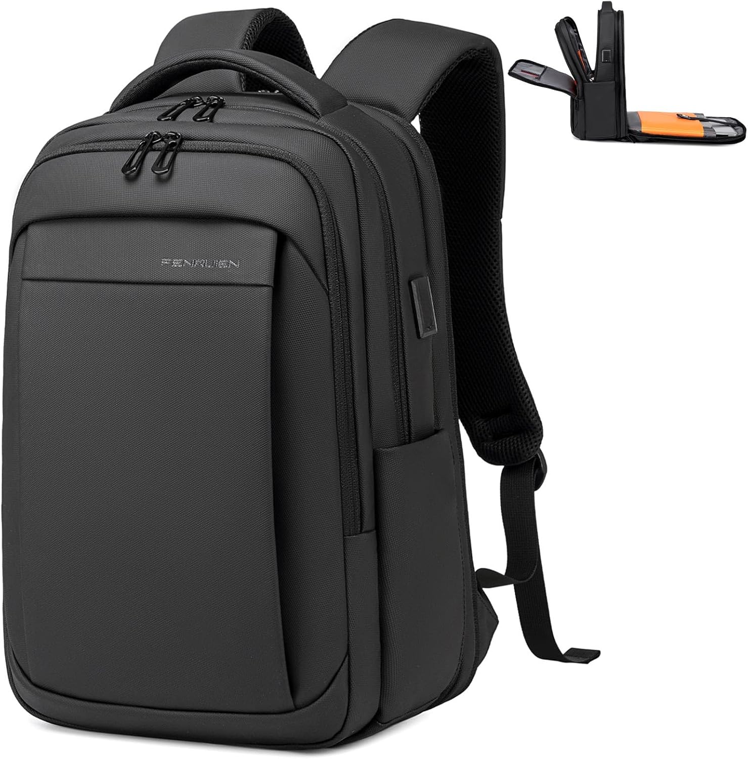 FENRUIEN Expandable Travel Backpack for Men with USB Port