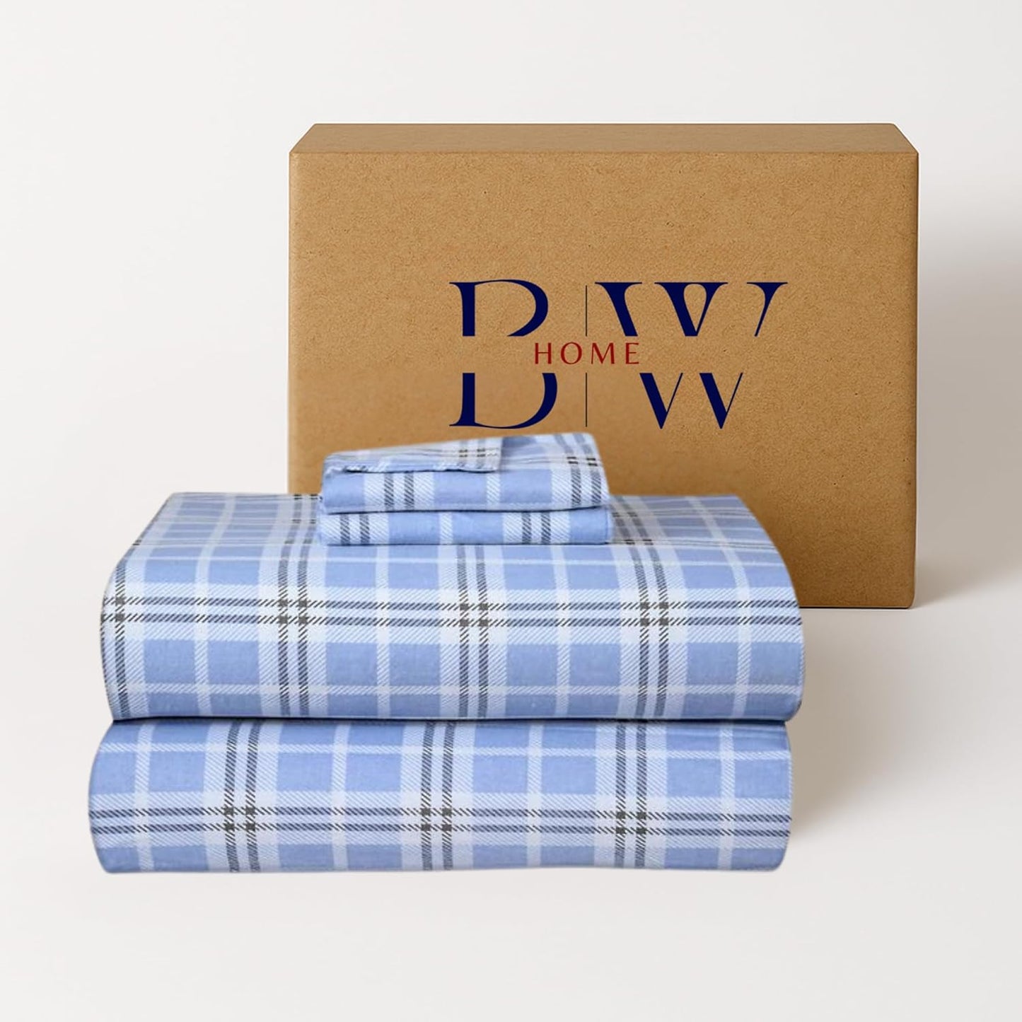 Briarwood Home Blue Plaid Printed Flannel Sheet Set for King Size
