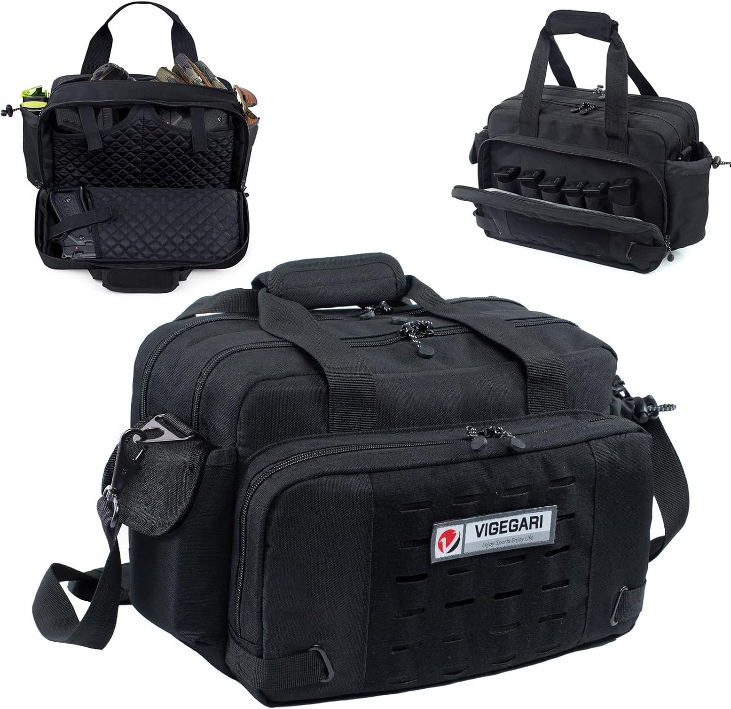 Tactical Handgun Case - Pistol Shooting Bag with 3 Compartments
