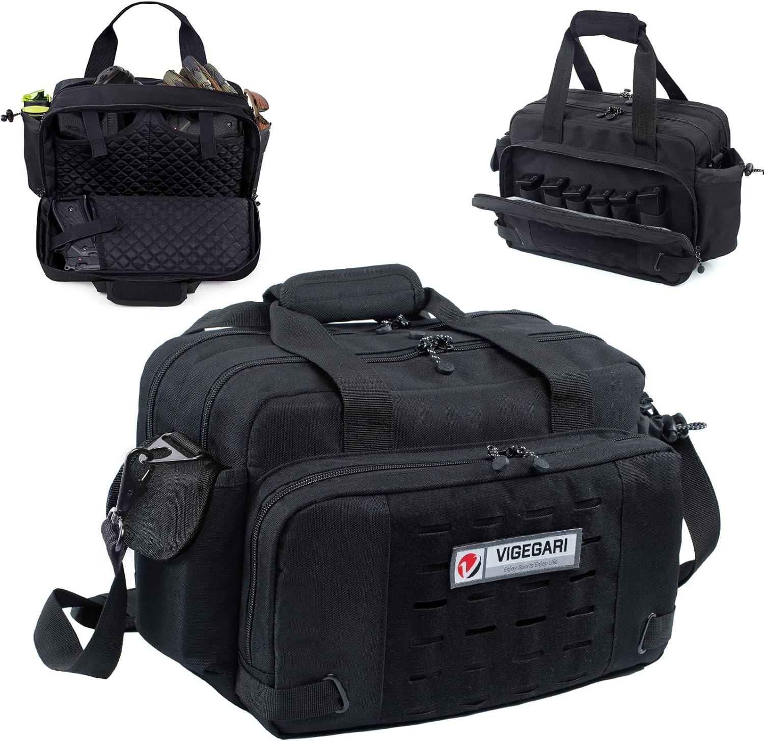 Tactical Handgun Case - Pistol Shooting Bag with 3 Compartments