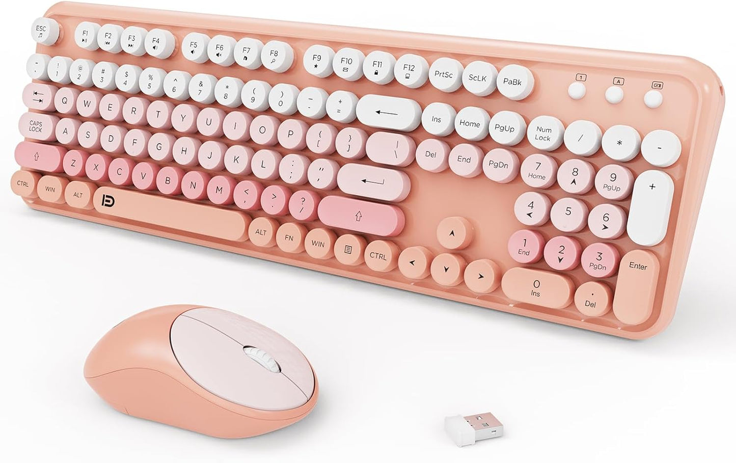 Wireless Keyboard Mouse Set - Full-Size - Pink