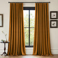 Gold Brown Velvet Blackout Curtains 96 in - Room Darkening Privacy