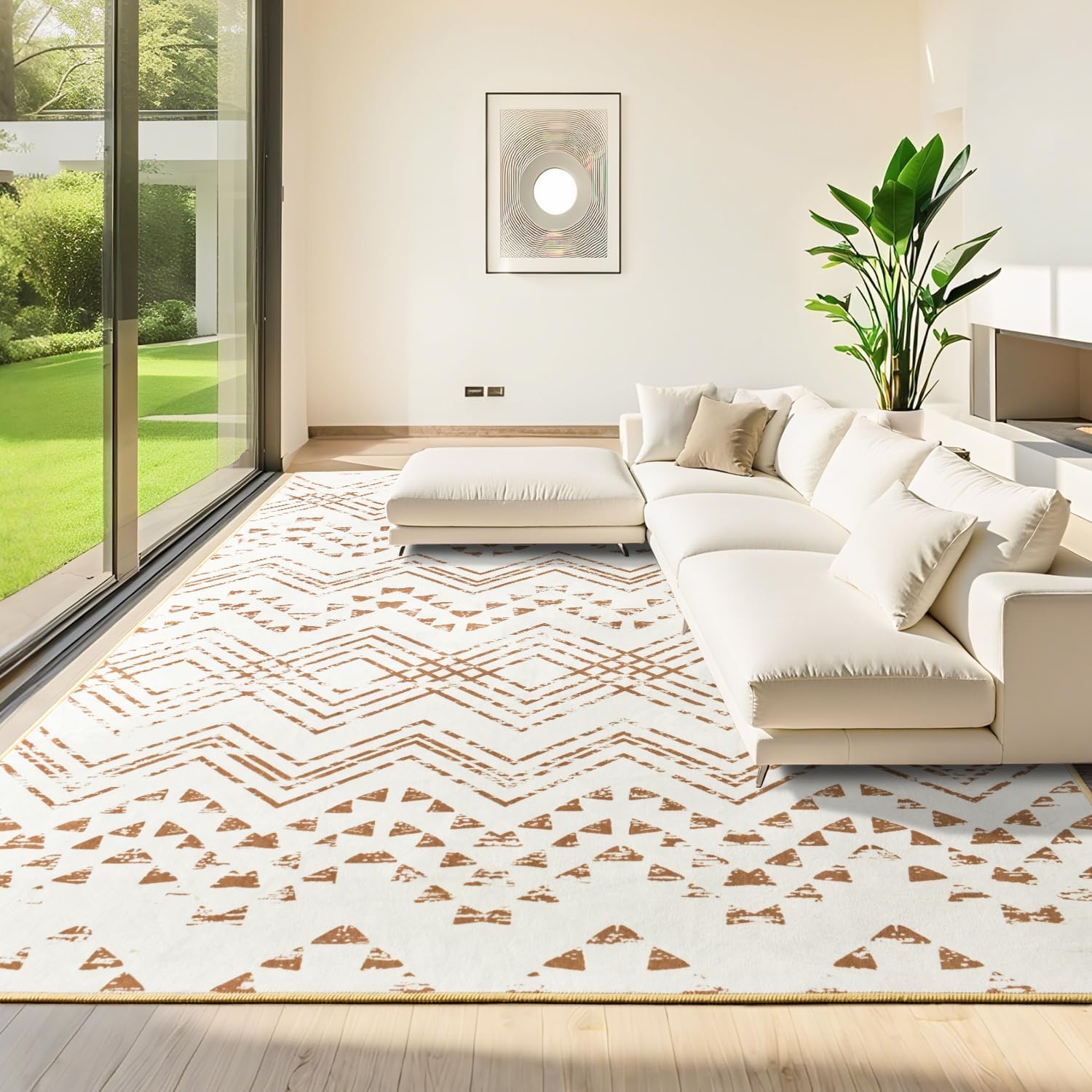 Boho Area Rug for Living Room - Soft Indoor Floor Rug 6ftx9ft