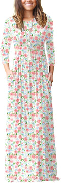 Women Floral Rayon Blend Maxi Dress with Pockets - S-3XL