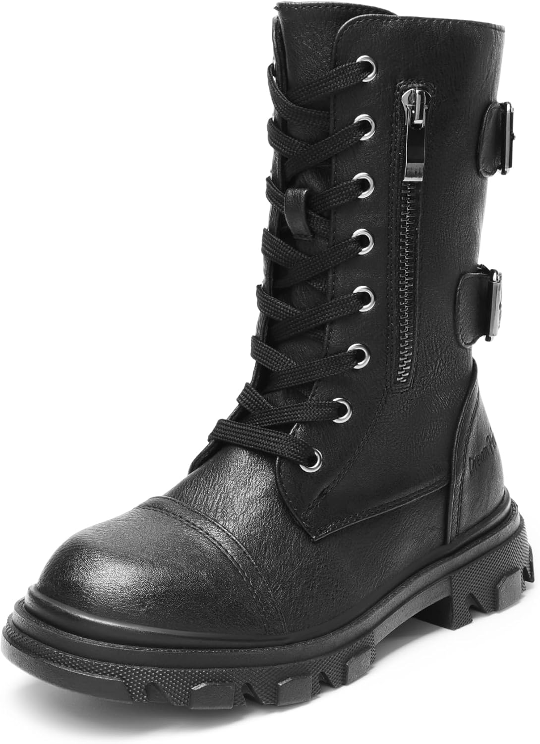DREAM PAIRS Girls Combat Boots with Side Zipper for Kids