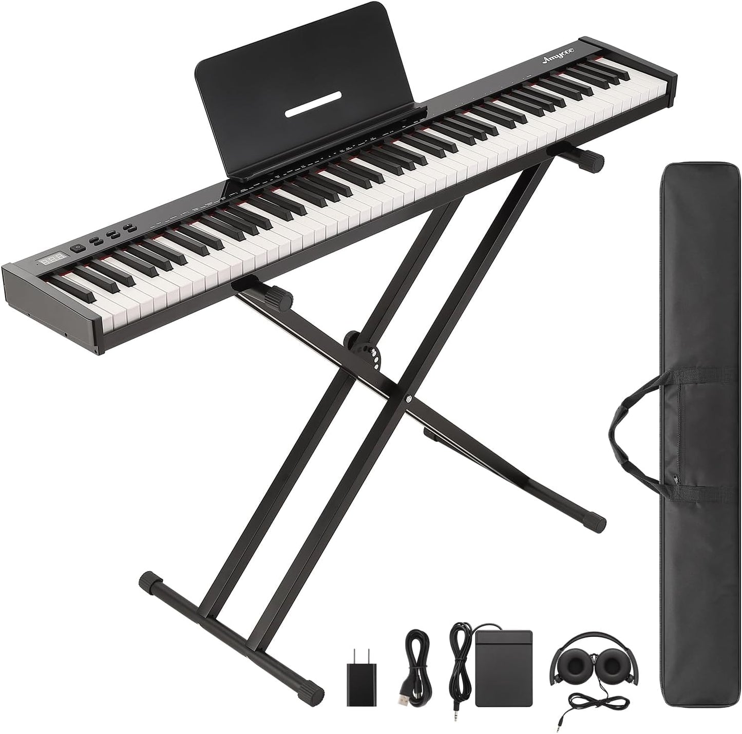 Full-Size Electric Keyboard Piano Bundle - Portable & Bluetooth Enabled