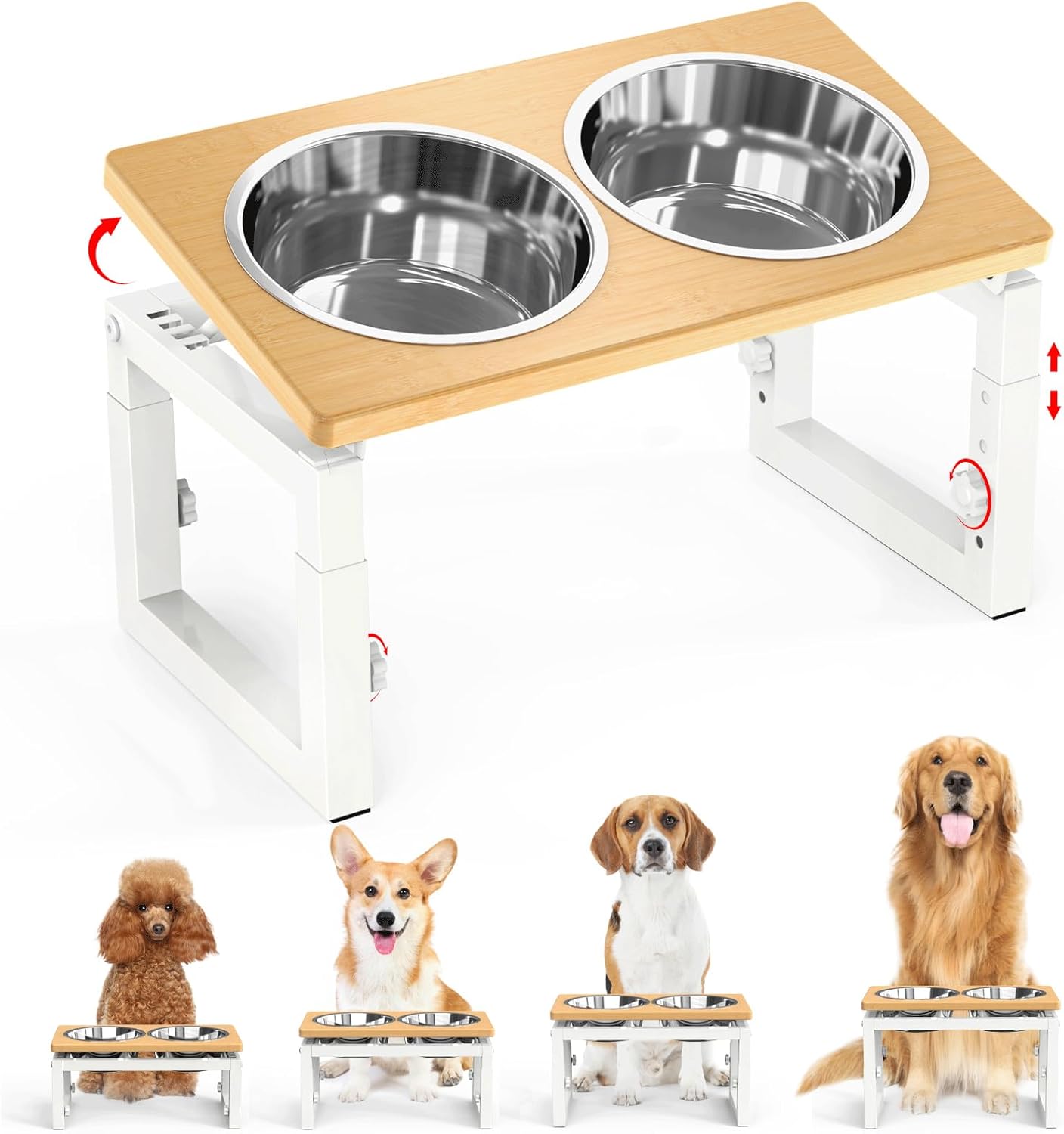 Elevated Dog Bowls Adjustable Height & Angle for Comfort
