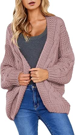 Astylish Womens Open Front Long Sleeve Chunky Cardigan