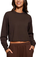 Womens Fleece Cropped Sweatshirts Crewneck - Soft Everyday Pullover