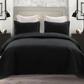 King Size Black Reversible Quilt Set 104x96 in - Lightweight