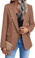 Womens Tweed Plaid Blazer Jacket - Warm Fully Lined Elegant Coat