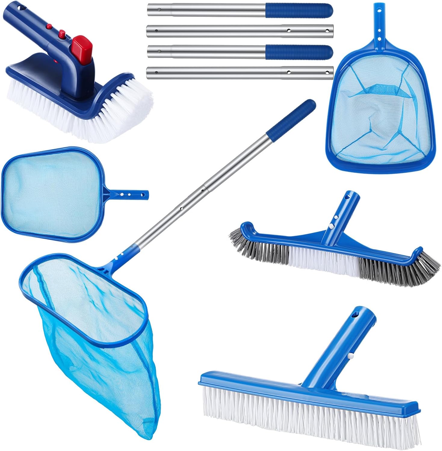 7 Pcs Swimming Pool Cleaning Kit with Adjustable Pole for Pools