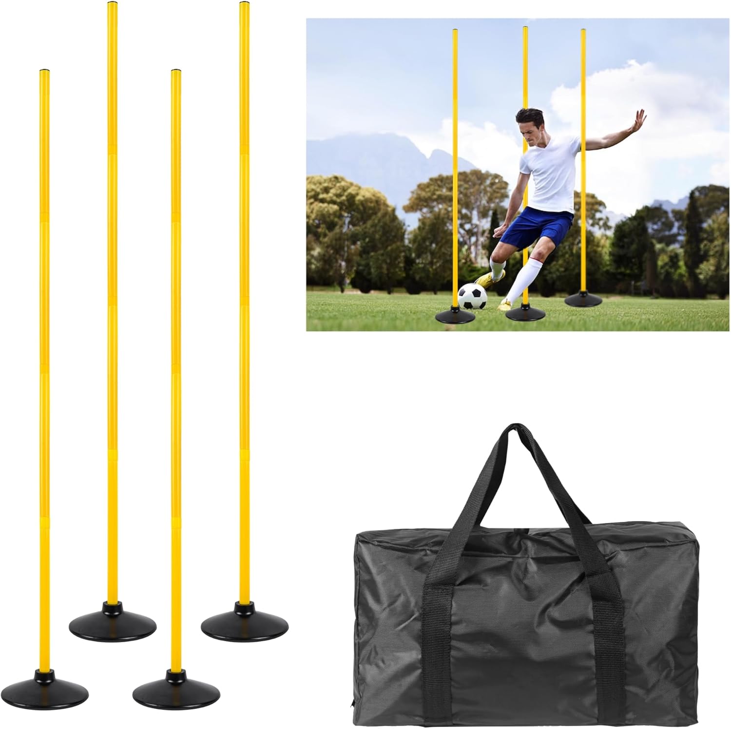 5 FT Agility Training Poles for Soccer and Dog Training