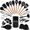 Country Kitchen Non Stick Silicone Utensil Set 38 Piece - Bamboo