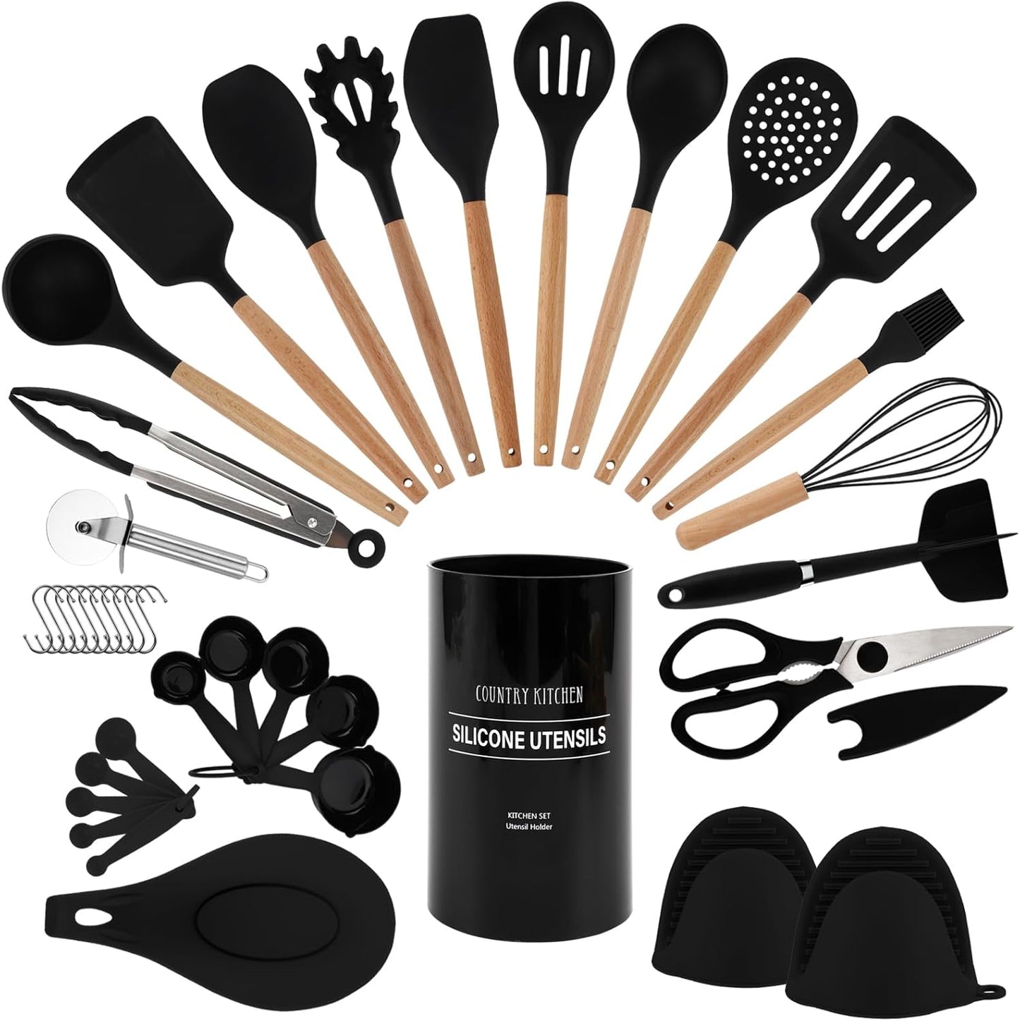 Country Kitchen Non Stick Silicone Utensil Set for Cooking
