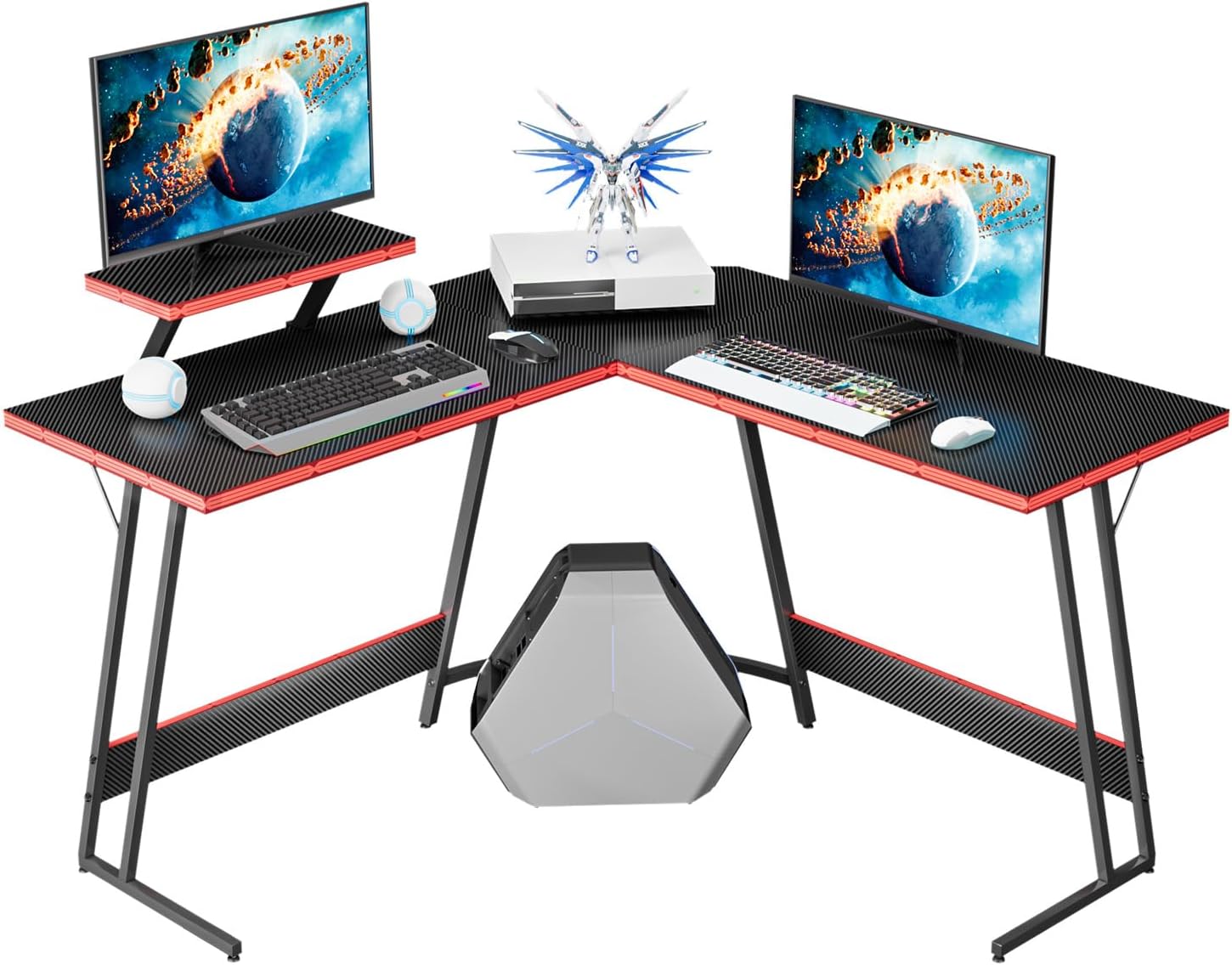 Homall L Shaped Gaming Desk with Large Monitor Riser Stand