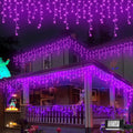 Purple Icicle Lights 66ft 800 LED Halloween String Lights - 8 Modes