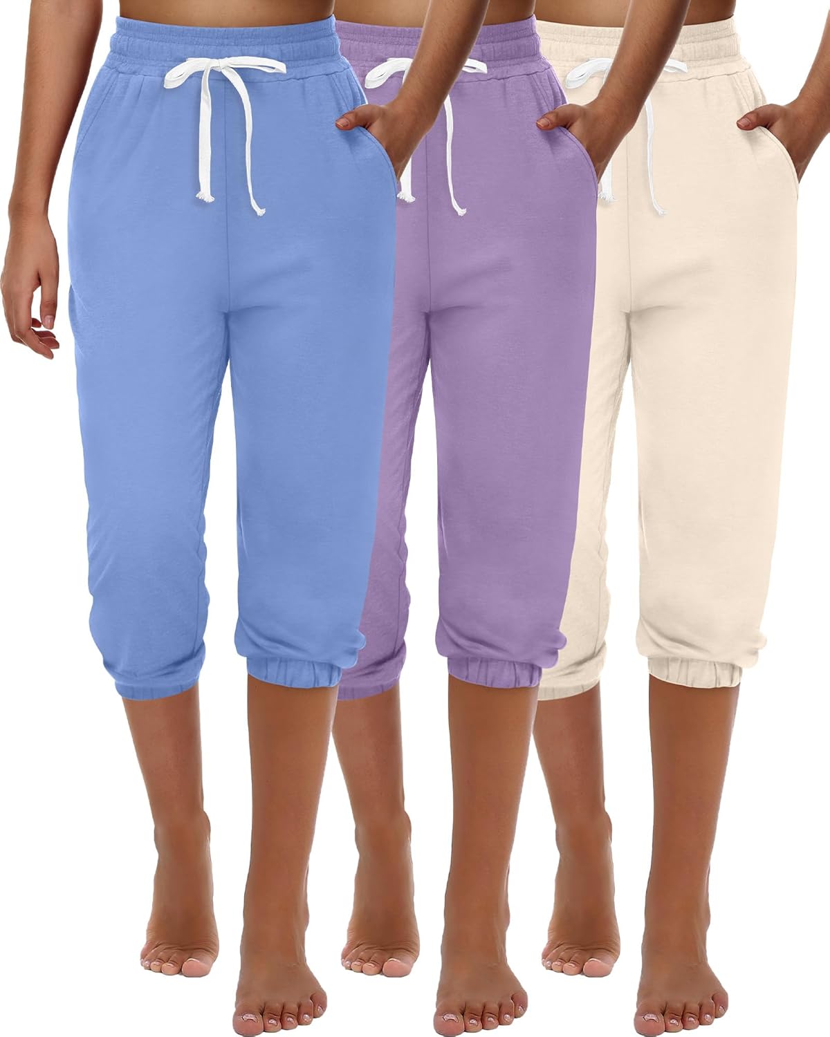 Ficerd Women's Capri Sweatpants Joggers for Summer Comfort