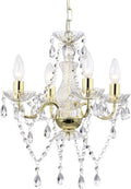 Antique Gold Mini Crystal Chandelier 4 Light - Small Modern Fixture