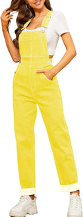 Yellow Bib Overalls for Women Jean Jumpsuit - Stretchy Casual