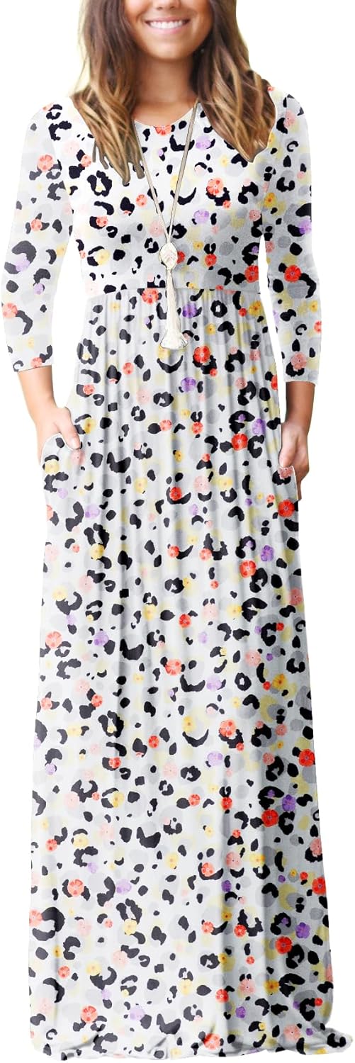 GRECERELLE Women Long Sleeve Casual Maxi Dress with Pockets