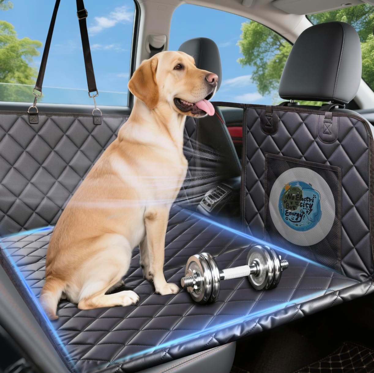 Reversible Back Seat Extender for Dogs - Waterproof Car Cover