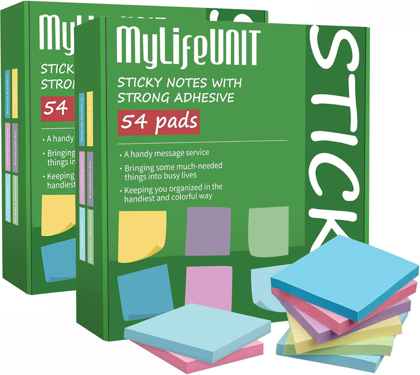 MyLifeUNIT Sticky Notes 3x3 Bulk Pack for Daily Reminders