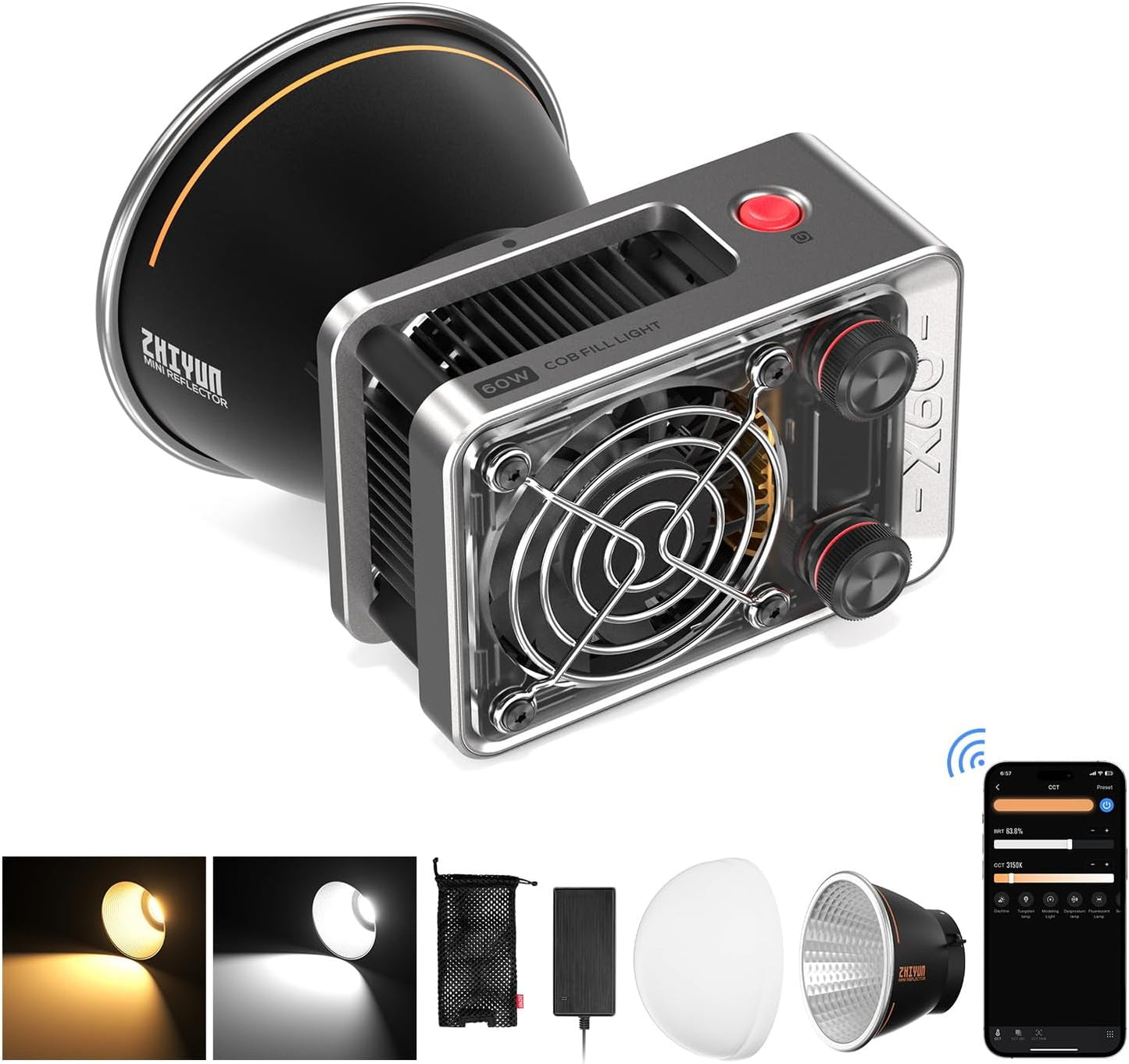 ZHIYUN Molus X60 60W Bi-Color Video Light for Creators